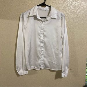 Princess Polly white satin button down blouse